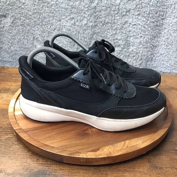 Kizik Shoes - Kizik Paris Sneakers Womens 9.5 Blk Mesh/Leather Slip On Hands Free Comfort Shoe